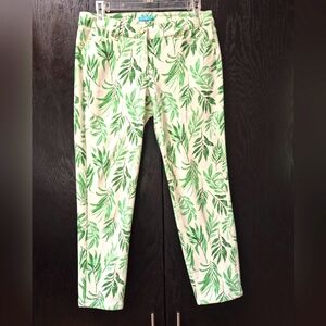 J. McLaughlin Lexi Jean Pants Sz 4 Green Leaf Print Pants